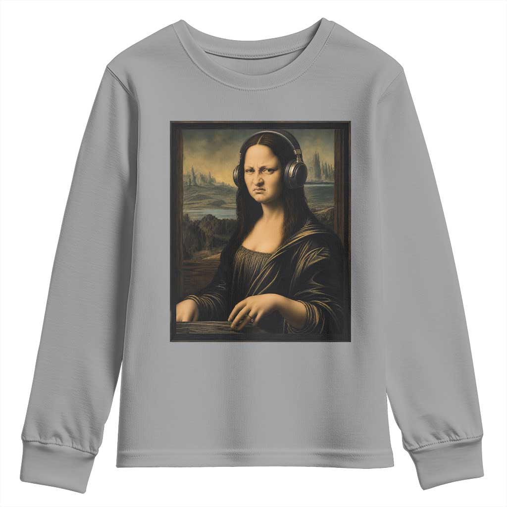 Funny Mona Lisa Bass Face Youth Sweatshirt Vintage DJ Producer Music Lover Gift