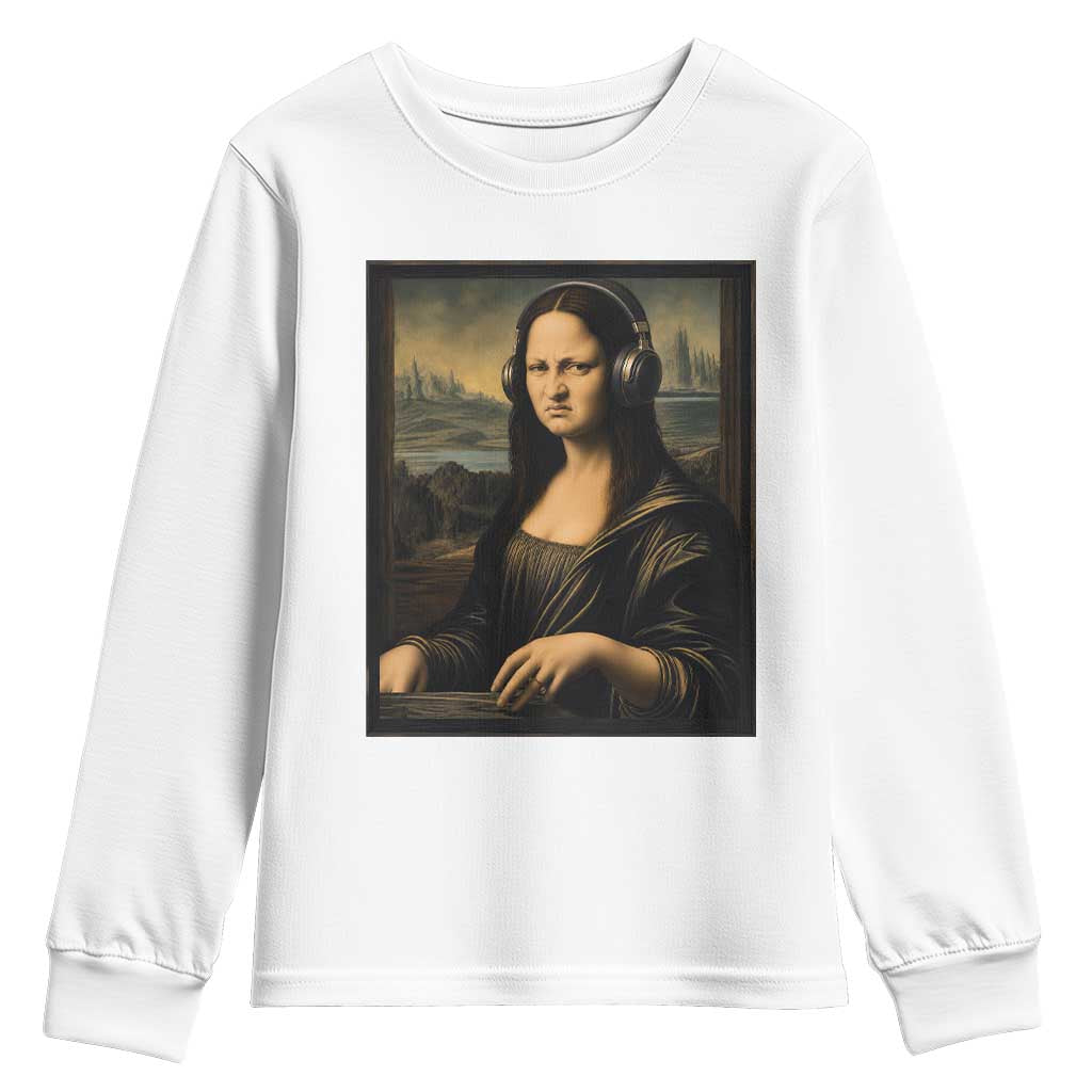 Funny Mona Lisa Bass Face Youth Sweatshirt Vintage DJ Producer Music Lover Gift
