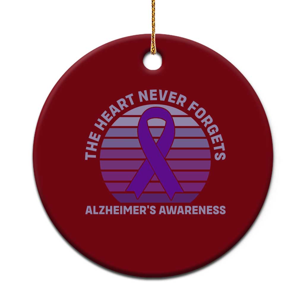 The Heart Never Forgets Alzheimers Support Ceramic Ornament Vintage Sunset Purple Ribbon Graphic TS12 1pc Red Print Your Wear