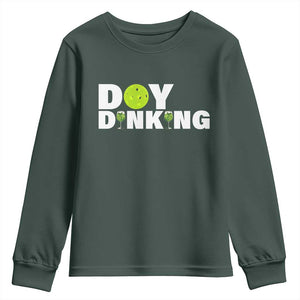 Pickleball Lover Youth Sweatshirt Day Dinking Drinking Gift TS12 Dark Forest Green Print Your Wear