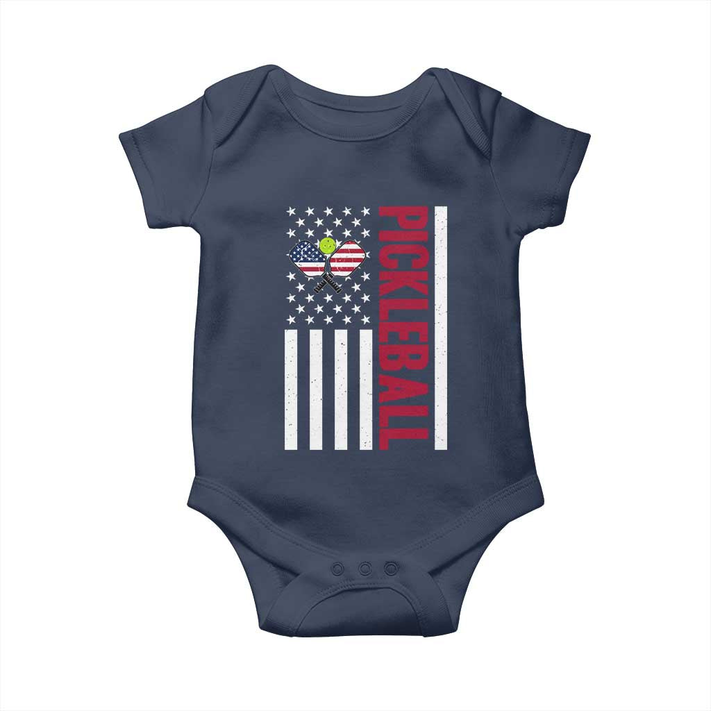 Pickleball Patriotic Baby Onesie American Flag Sport Gift TS12 Navy Print Your Wear