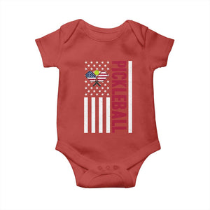 Pickleball Patriotic Baby Onesie American Flag Sport Gift TS12 Red Print Your Wear