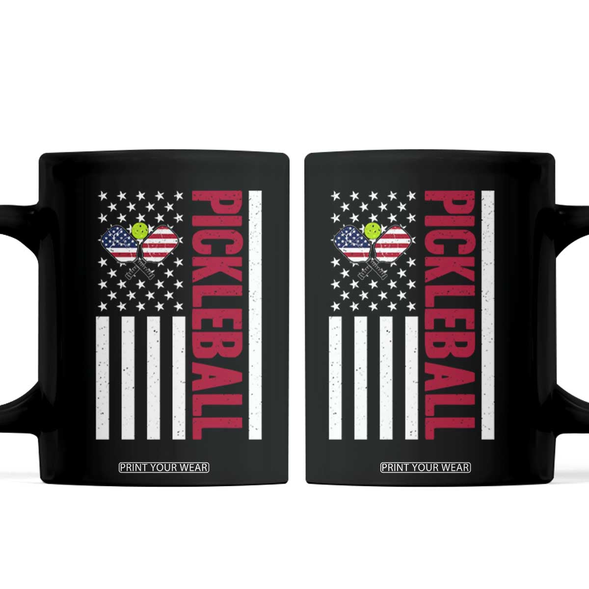 Pickleball Patriotic Coffee Mug American Flag Sport Gift TS12 Black Print Your Wear