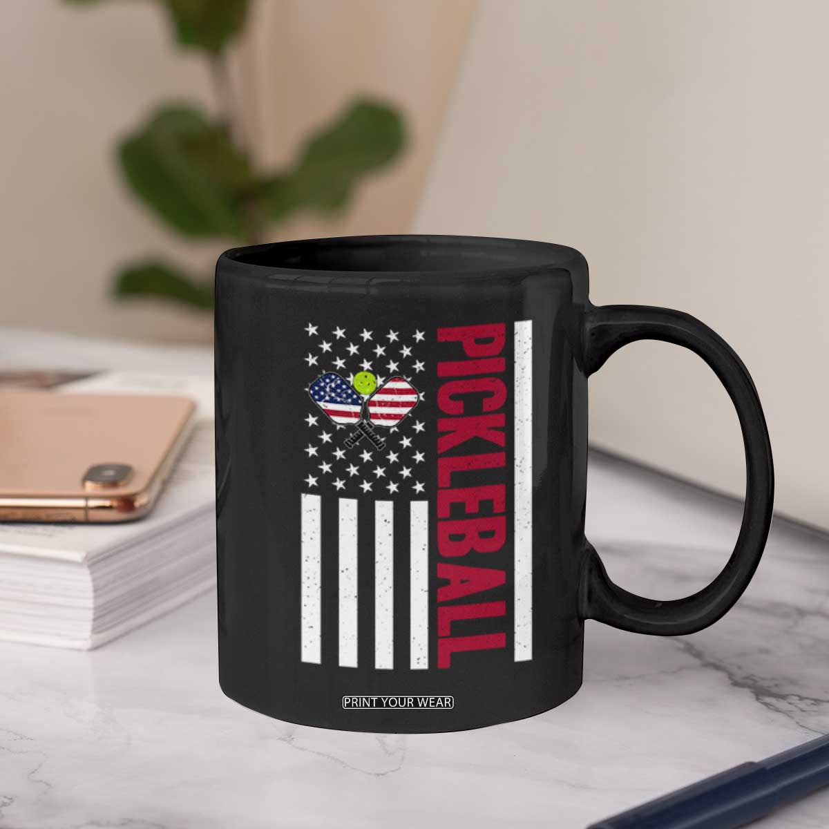 Pickleball Patriotic Coffee Mug American Flag Sport Gift TS12 Print Your Wear