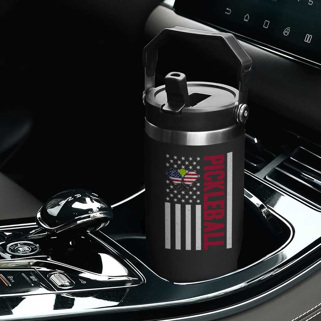 Pickleball Patriotic Flip Straw Tumbler American Flag Sport Gift TS12 Print Your Wear
