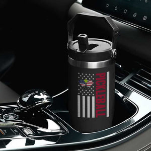 Pickleball Patriotic Flip Straw Tumbler American Flag Sport Gift TS12 Print Your Wear