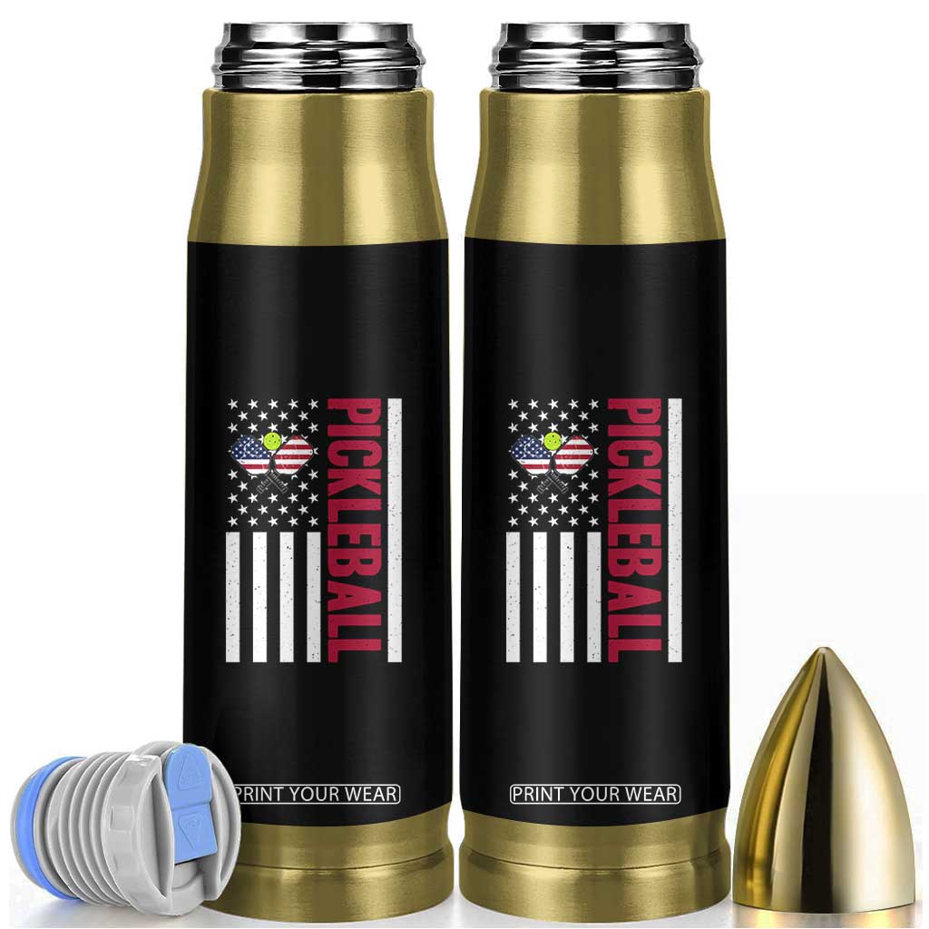 Pickleball Patriotic Bullet Tumbler American Flag Sport Gift TS12 Black Print Your Wear