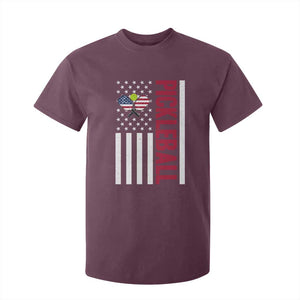 Pickleball Patriotic T Shirt For Kid American Flag Sport Gift TS12 Maroon Print Your Wear