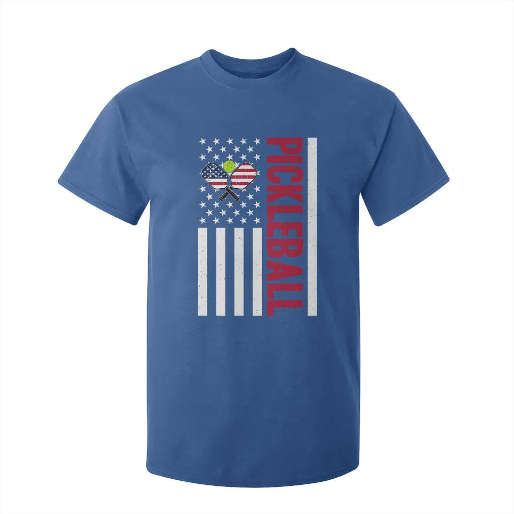 Pickleball Patriotic T Shirt For Kid American Flag Sport Gift TS12 Royal Blue Print Your Wear