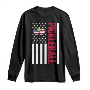 Pickleball Patriotic Long Sleeve Shirt American Flag Sport Gift TS12 Black Print Your Wear