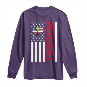 Pickleball Patriotic Long Sleeve Shirt American Flag Sport Gift TS12 Purple Print Your Wear