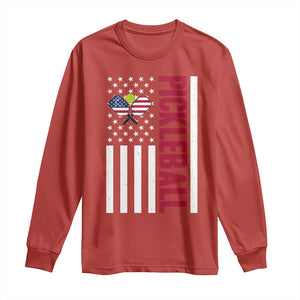 Pickleball Patriotic Long Sleeve Shirt American Flag Sport Gift TS12 Red Print Your Wear