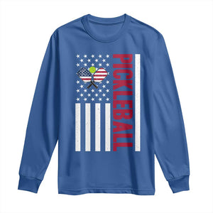 Pickleball Patriotic Long Sleeve Shirt American Flag Sport Gift TS12 Royal Blue Print Your Wear