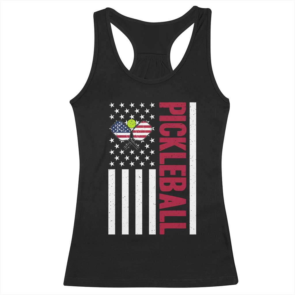 Pickleball Patriotic Racerback Tank Top American Flag Sport Gift TS12 Black Print Your Wear