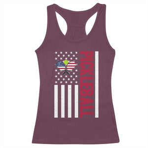 Pickleball Patriotic Racerback Tank Top American Flag Sport Gift TS12 Maroon Print Your Wear