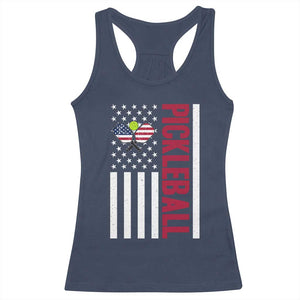 Pickleball Patriotic Racerback Tank Top American Flag Sport Gift TS12 Navy Print Your Wear