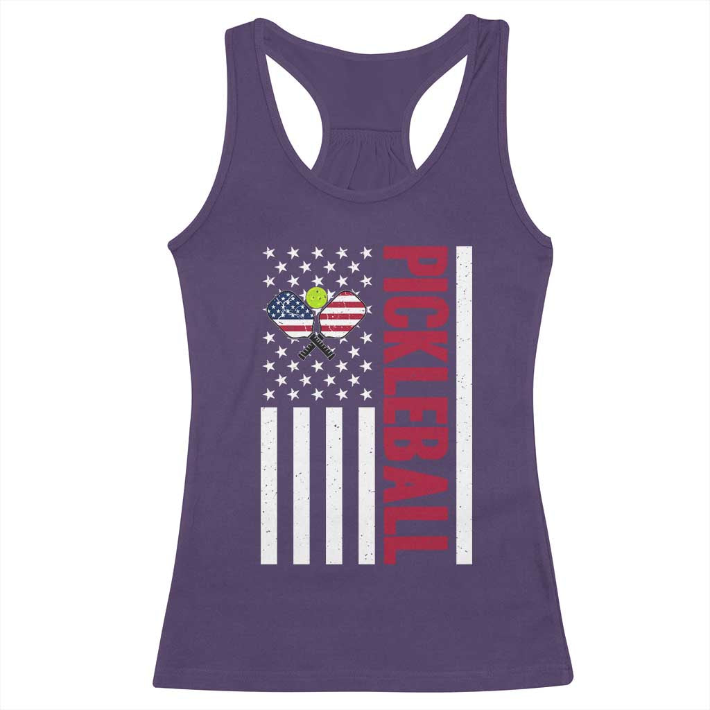 Pickleball Patriotic Racerback Tank Top American Flag Sport Gift TS12 Purple Print Your Wear