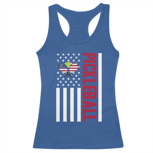 Pickleball Patriotic Racerback Tank Top American Flag Sport Gift TS12 Royal Blue Print Your Wear