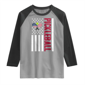 Pickleball Patriotic Raglan Shirt American Flag Sport Gift TS12 Sport Gray Black Print Your Wear