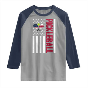 Pickleball Patriotic Raglan Shirt American Flag Sport Gift TS12 Sport Gray Navy Print Your Wear