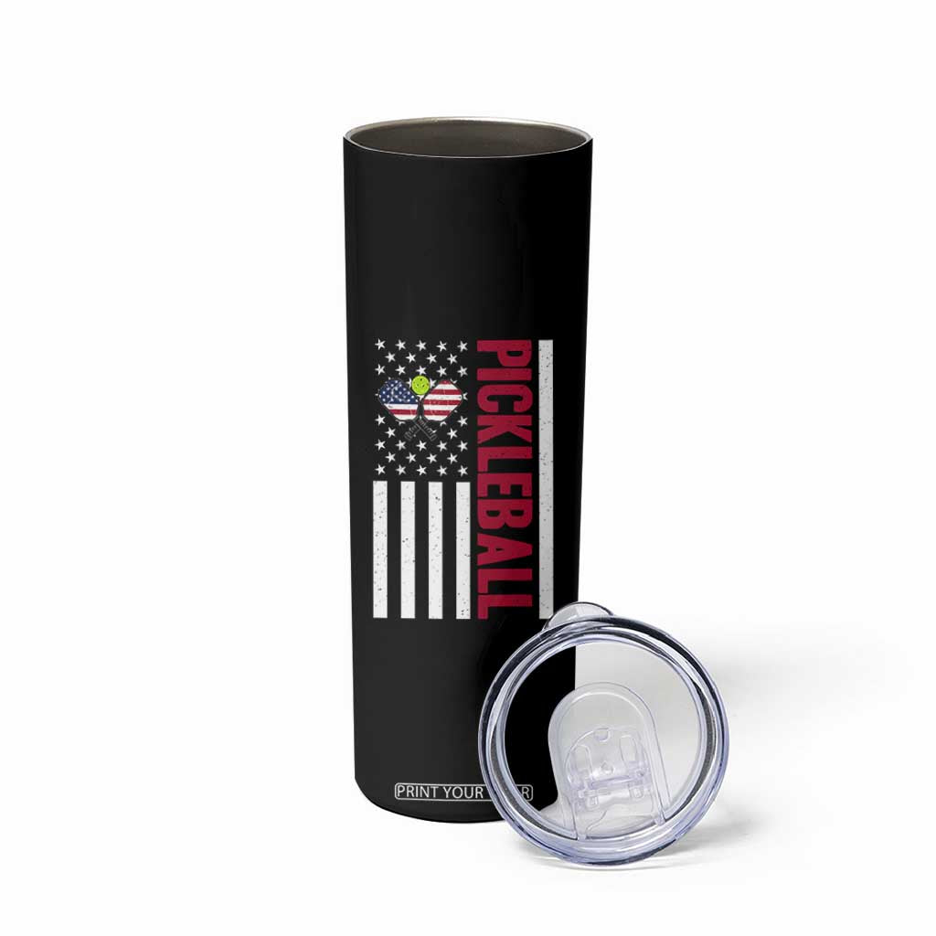 Pickleball Patriotic Skinny Tumbler American Flag Sport Gift TS12 Print Your Wear