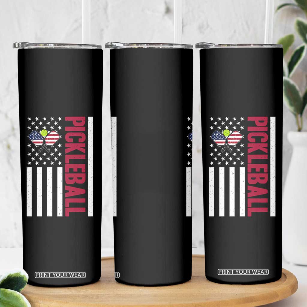 Pickleball Patriotic Skinny Tumbler American Flag Sport Gift TS12 Print Your Wear