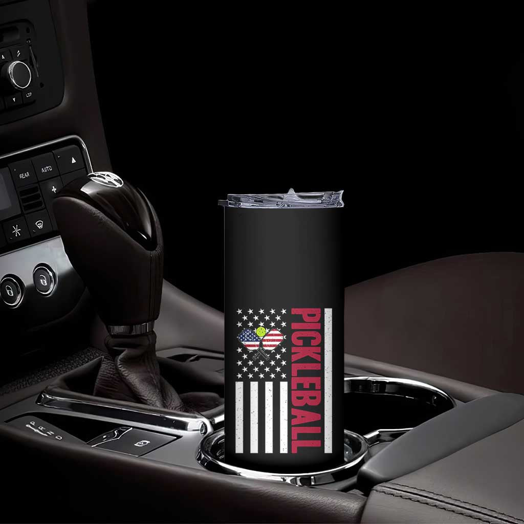 Pickleball Patriotic Skinny Tumbler American Flag Sport Gift TS12 Print Your Wear