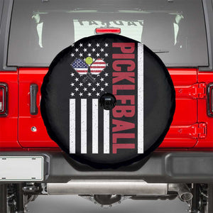 Pickleball Patriotic Spare Tire Cover American Flag Sport Gift TS12 Black Print Your Wear
