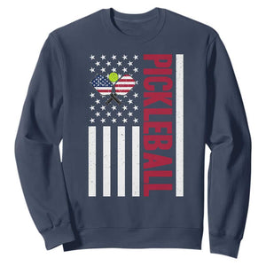 Pickleball Patriotic Sweatshirt American Flag Sport Gift TS12 Navy Print Your Wear