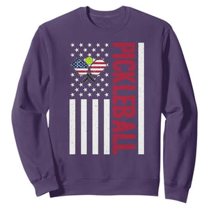 Pickleball Patriotic Sweatshirt American Flag Sport Gift TS12 Purple Print Your Wear