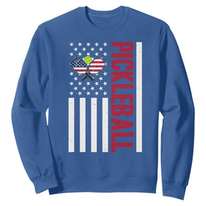Pickleball Patriotic Sweatshirt American Flag Sport Gift TS12 Royal Blue Print Your Wear