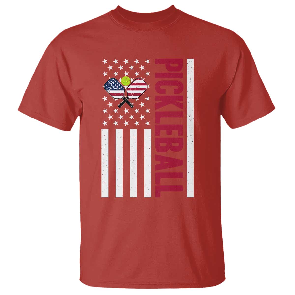 Pickleball Patriotic T Shirt American Flag Sport Gift TS12 Red Print Your Wear