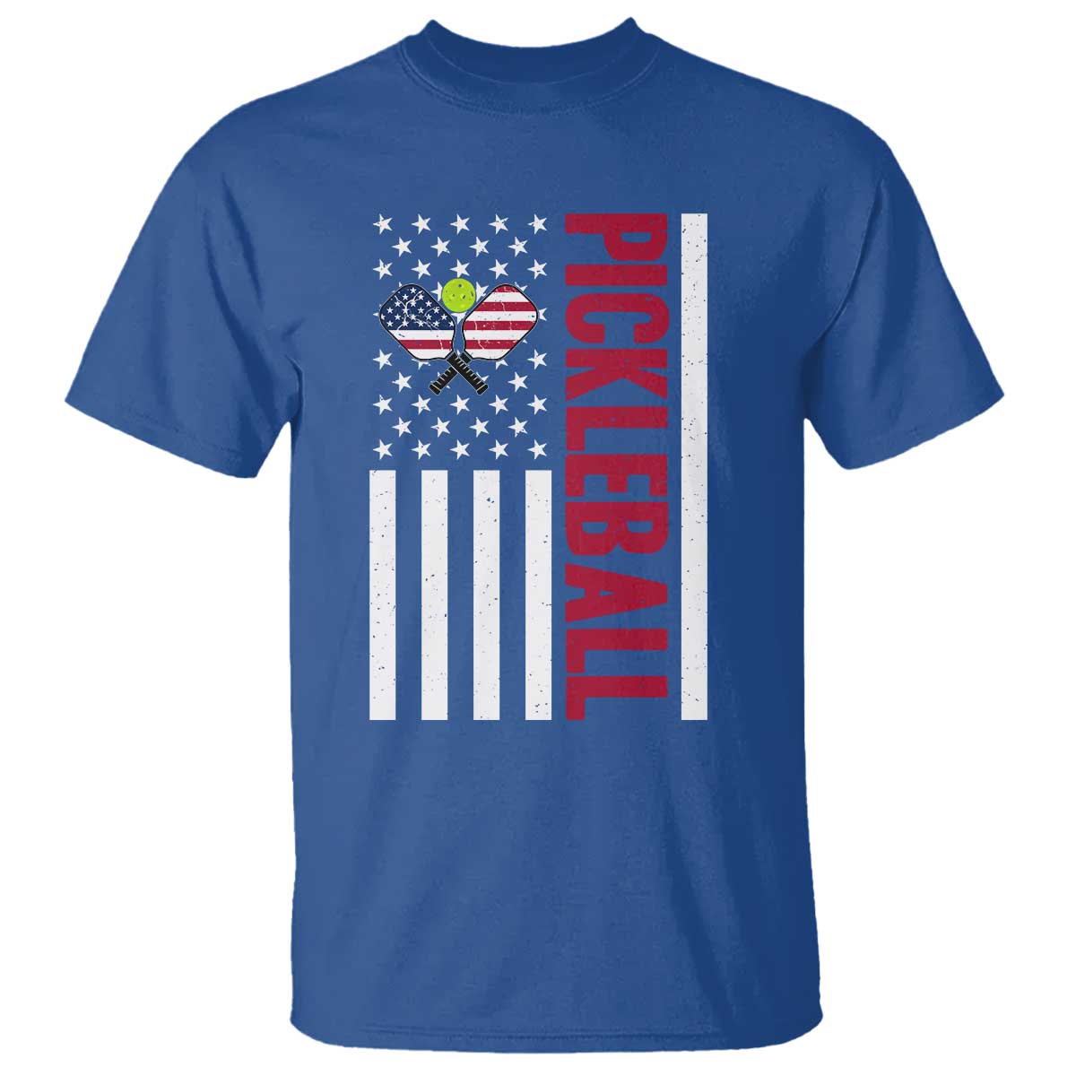 Pickleball Patriotic T Shirt American Flag Sport Gift TS12 Royal Blue Print Your Wear