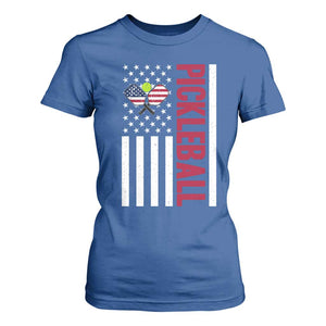 Pickleball Patriotic T Shirt For Women American Flag Sport Gift TS12 Royal Blue Print Your Wear