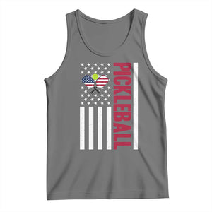 Pickleball Patriotic Tank Top American Flag Sport Gift TS12 Black Heather Print Your Wear
