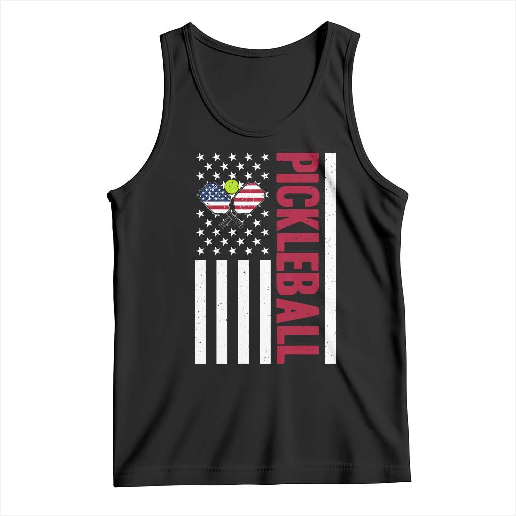 Pickleball Patriotic Tank Top American Flag Sport Gift TS12 Black Print Your Wear
