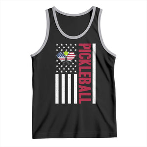 Pickleball Patriotic Tank Top American Flag Sport Gift TS12 Black Athletic Heather Print Your Wear