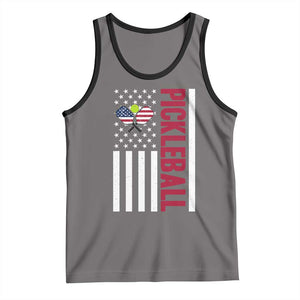 Pickleball Patriotic Tank Top American Flag Sport Gift TS12 Deep Heather Black Print Your Wear