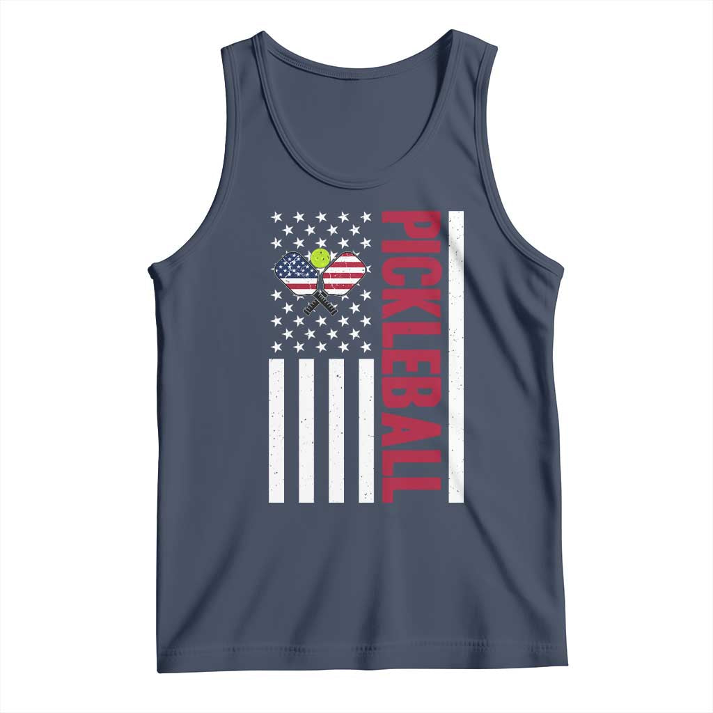 Pickleball Patriotic Tank Top American Flag Sport Gift TS12 Navy Print Your Wear