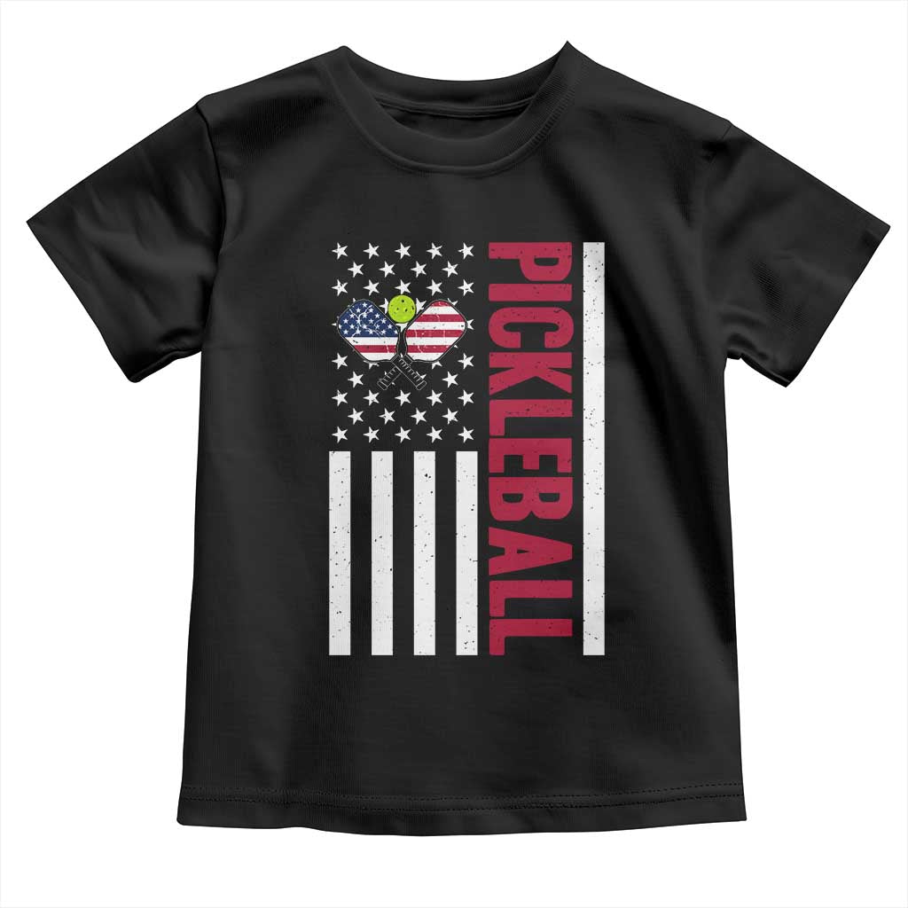Pickleball Patriotic Toddler T Shirt American Flag Sport Gift TS12 Black Print Your Wear