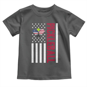 Pickleball Patriotic Toddler T Shirt American Flag Sport Gift TS12 Dark Heather Print Your Wear
