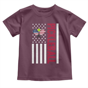 Pickleball Patriotic Toddler T Shirt American Flag Sport Gift TS12 Maroon Print Your Wear