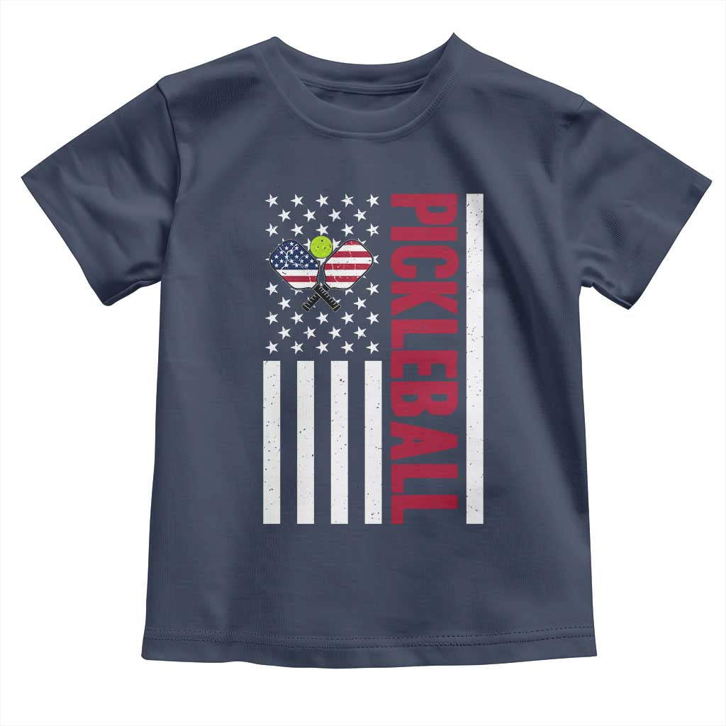 Pickleball Patriotic Toddler T Shirt American Flag Sport Gift TS12 Navy Print Your Wear