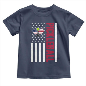 Pickleball Patriotic Toddler T Shirt American Flag Sport Gift TS12 Navy Print Your Wear