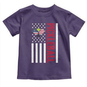 Pickleball Patriotic Toddler T Shirt American Flag Sport Gift TS12 Purple Print Your Wear