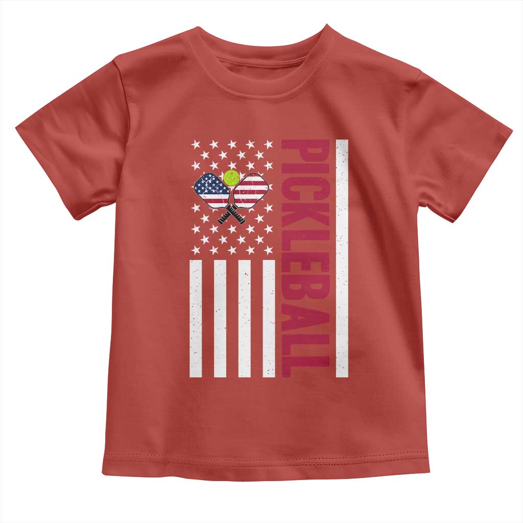 Pickleball Patriotic Toddler T Shirt American Flag Sport Gift TS12 Red Print Your Wear