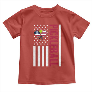 Pickleball Patriotic Toddler T Shirt American Flag Sport Gift TS12 Red Print Your Wear