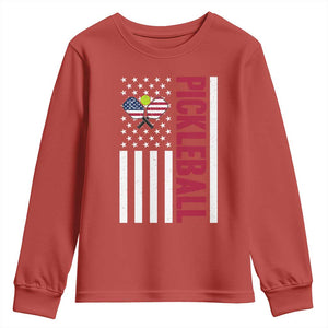 Pickleball Patriotic Youth Sweatshirt American Flag Sport Gift TS12 Red Print Your Wear