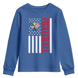 Pickleball Patriotic Youth Sweatshirt American Flag Sport Gift TS12 Royal Blue Print Your Wear