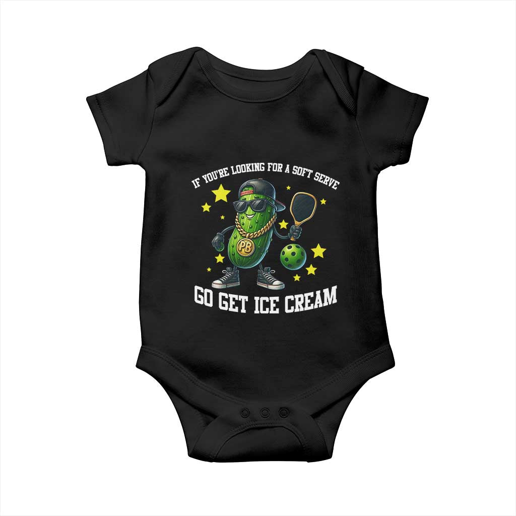 Funny Pickle Playing Pickleball Baby Onesie If You Want Soft Serve Eat Ice Cream TS12 Black Print Your Wear